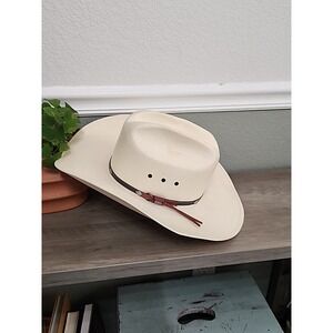 Stetson JBS Rancher Hat Straw Cowboy Western Sz 7 R Oval Natural Vintage Restore